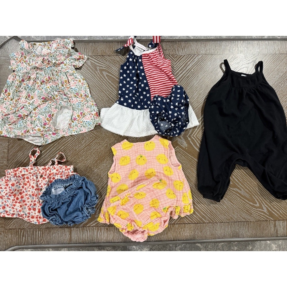 Baby Girl Clothing Bundle Old Navy Floral Patriotic Jumpsuit Bloomers Lot 3-6M